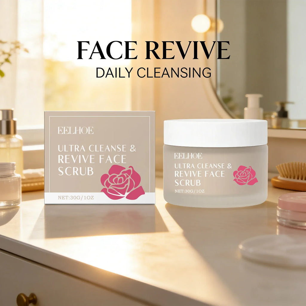 Cleanse & Revive Face Scrub Moisturizing Deep Clean Pore Exfoliating Soothing Softening Skin Brightening Rose Facial Scrub Cream