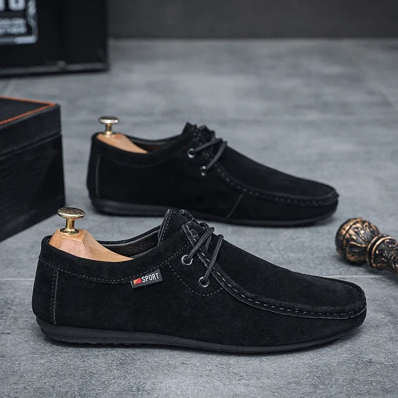 Men's Loafers, Lace Up Suede Work Shoes, 2025 New Formal Shoes, Outdoor Casual Walking Foot Covers Suitable for Lazy People