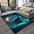 3D Pirate Ship Boat,Sailboat,Barque Carpet Rug for Home Living Room Bedroom Sofa Doormat Decor,kids Area Rug Non-slip Floor Mat