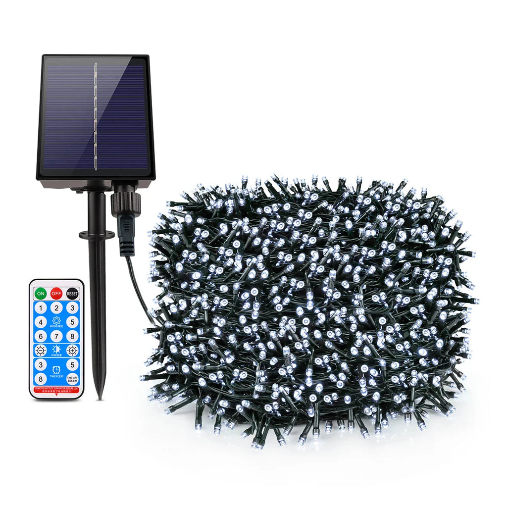 Solar Panel Fast Charge Outdoor String Fairy Light 100M 1000 LED Waterproof Large Lamp Christmas Garden Decor