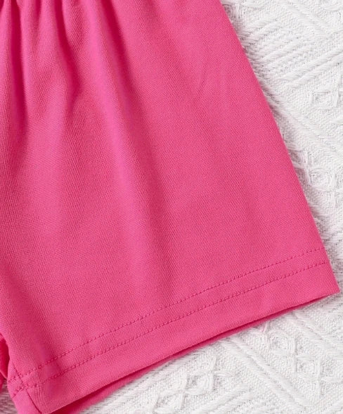 Baby girl round neck short sleeved DADDY'S GIRL fashionable letter pattern top casual short set for spring and summer