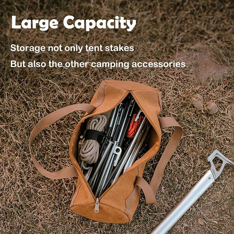 Camping Tools Storage Bag Large Capacity Cylinder Tent Stake Bag Lightweight Tent Peg Ground Nail Holder Bag for Outdoor Camping