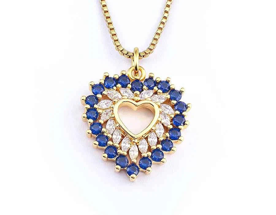 Nidin New Arrival Romantic Heart Shape Sparkling Zircon Pendant Necklace 3 Colors For Women Female Fine Jewelry Gifts Wholesale