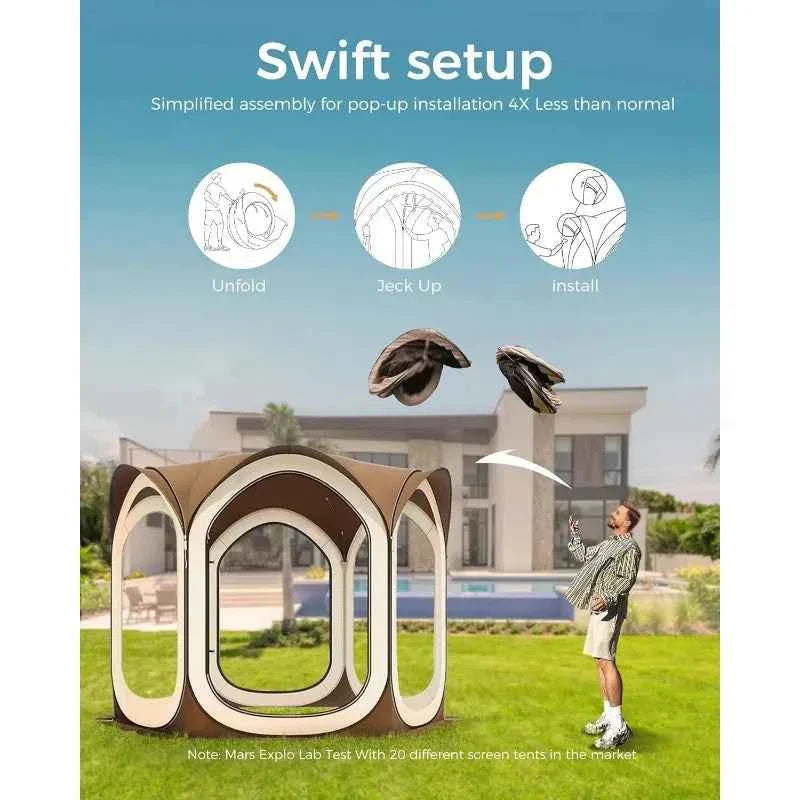 Oxford Screen Pop Up House Room Tent Canopy Sun Shade Shelter Portable Gazebo for Patio Backyard Deck and Outdoor Activities