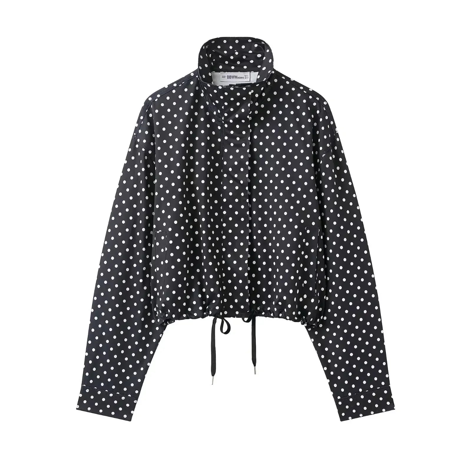 TARUXY Fashion Polka Dot Print Jacket Coat Women's Stand Collar Long Sleeved Workwear Coat Ins Hot Short Casual Female Jackets