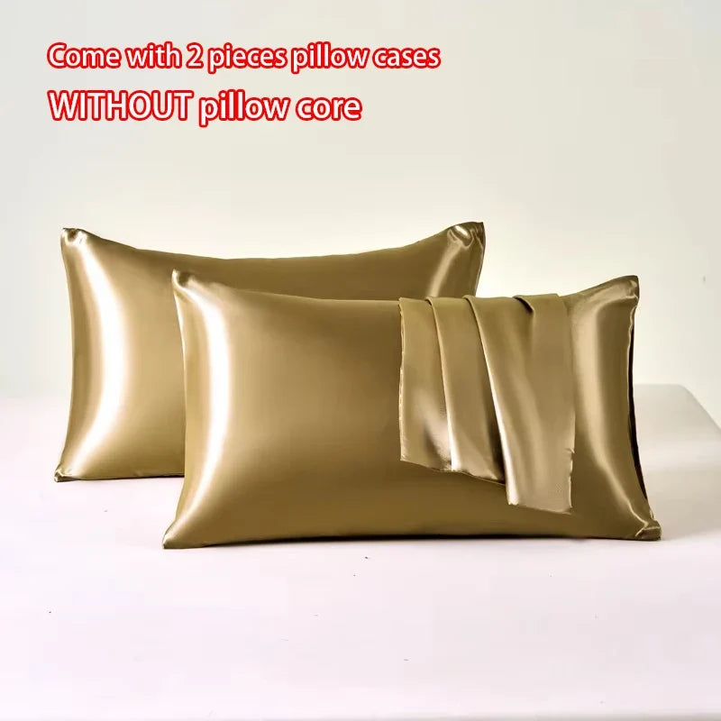 2pcs Satin Pillowcase for Skin and Hair, Satin Pillow Cases Set of 2 Soft Breathable Smooth Cooling Pillow Covers for Sleeping