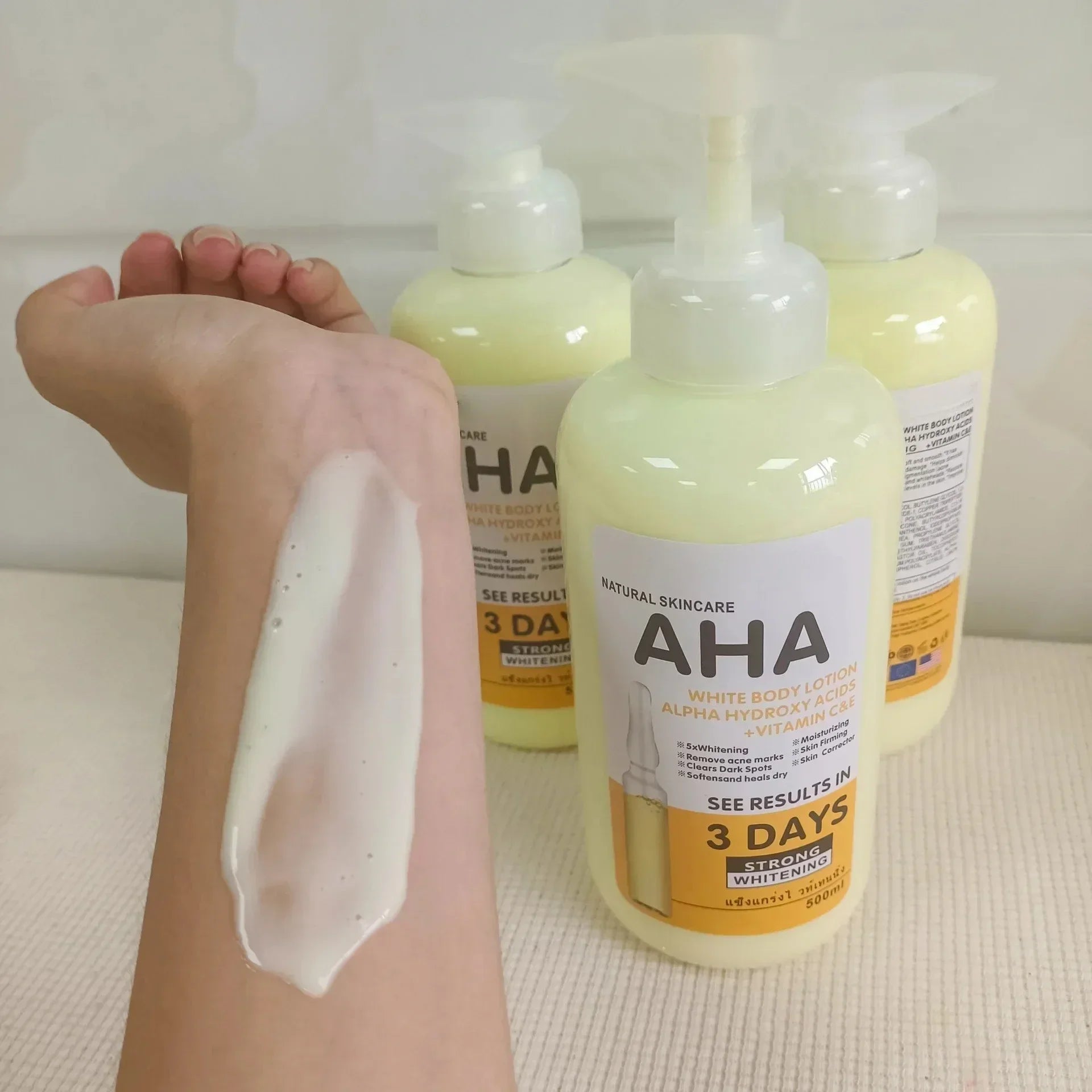 500ml Whitening Body Cream Hydroxy Acids Vitamin C&E Moisturizing Lightening Body Lotion Skin Care Remove Acne Marks