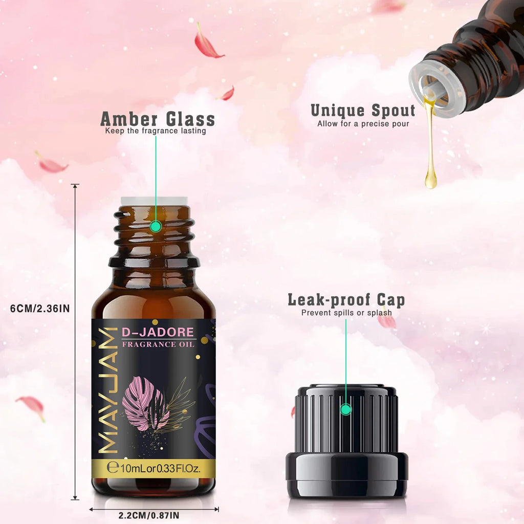 MAYJAM 10ml Aromatic Essential Oil Bubble Gum La Vie Est Belle D-Jadore White Musk Sea Breeze Baby Powder Long-lasting Scents