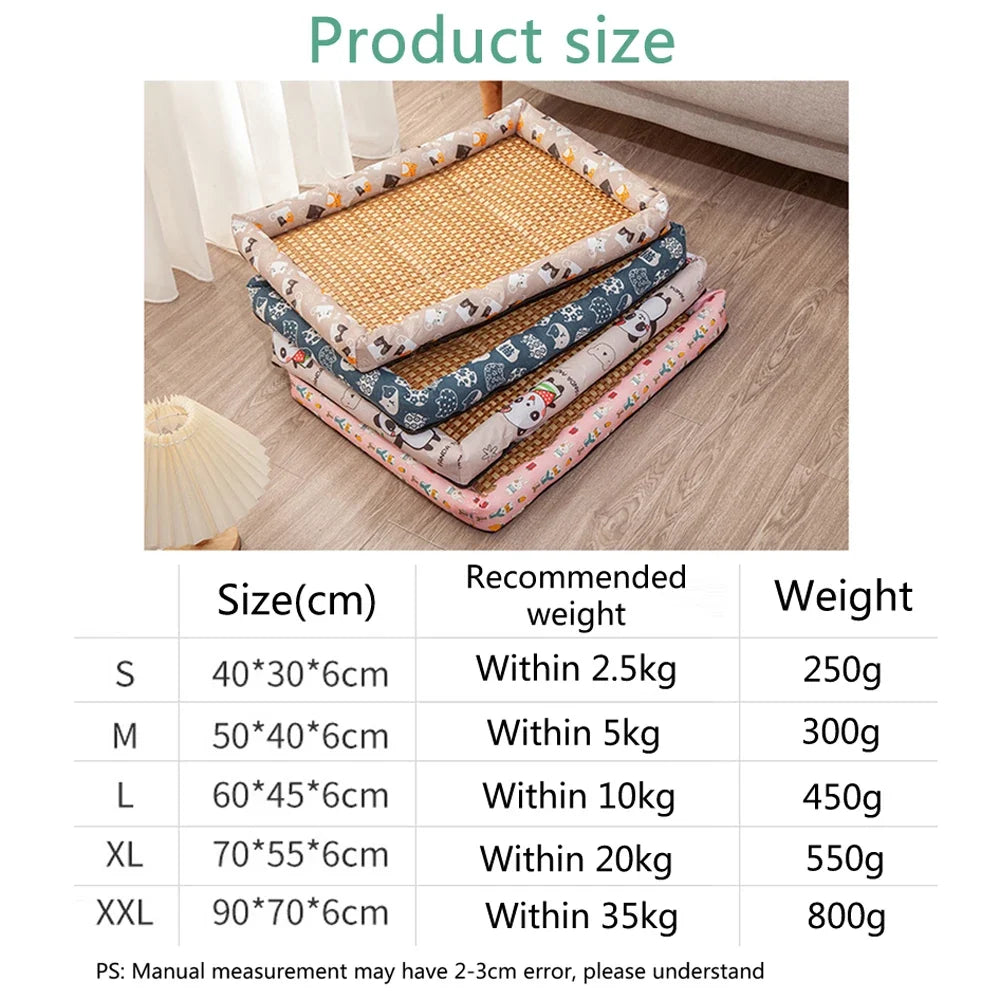 Pet Summer Mat Cute Dog Cooling Sofa Breathable Small Dog Bed Cushion Moistureproof Rattan Wear Cat Mat Accessories