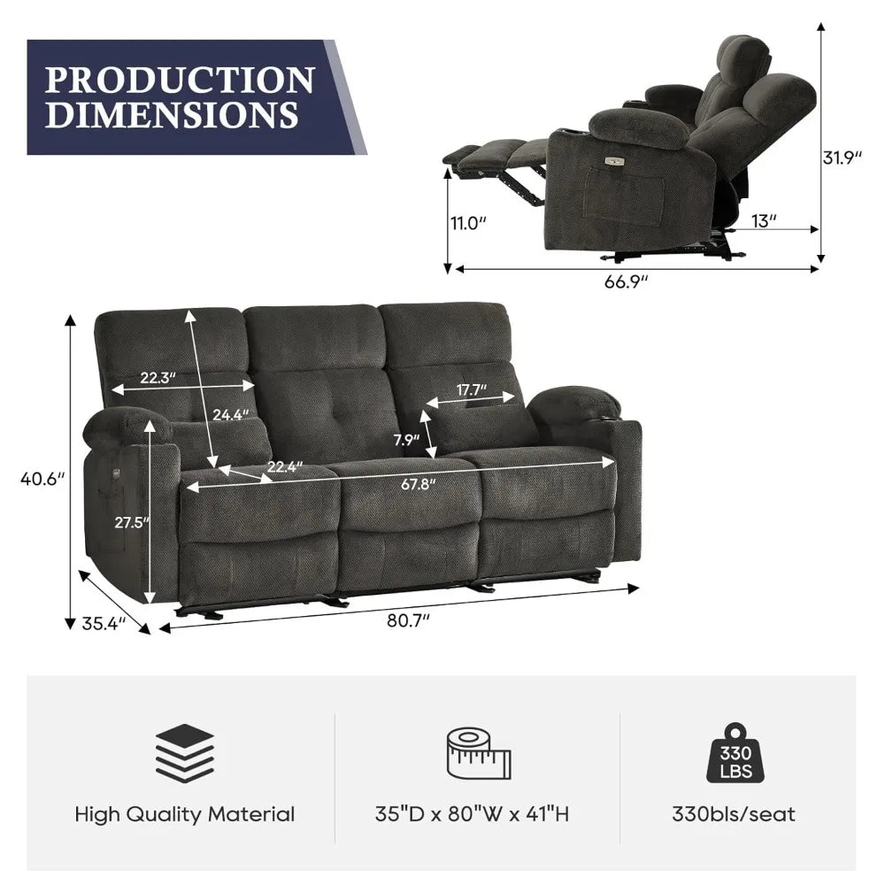 Guangbai Power Reclining Sofa With Heat And Massage