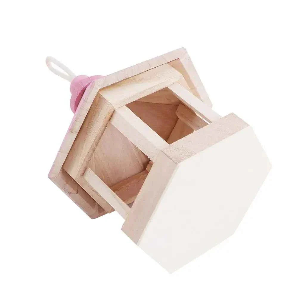 Wooden House Bird Feeder Outdoor Wooden Birds House Hanging Feeding Station Hollow Bird Feeder Food Container for Garden Park