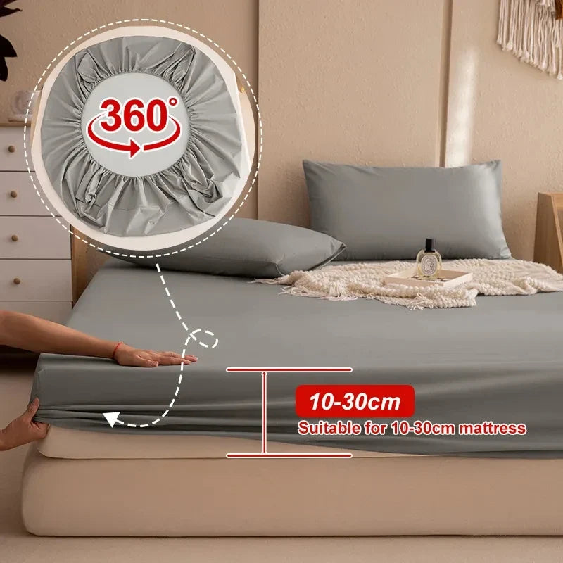 Waterproof Mattress Cover Fitted Bed Sheet With Elastic Band Anti-slip Adjustable Mattress Protector Double Fitted Sheet For Bed