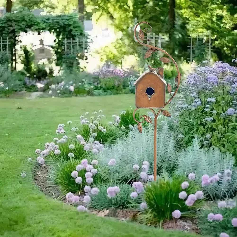 Garden Outdoor Metal Birdhouse Decoration Bird Houses for Outside with Pole Bird House Pole for Garden Yard Decoration