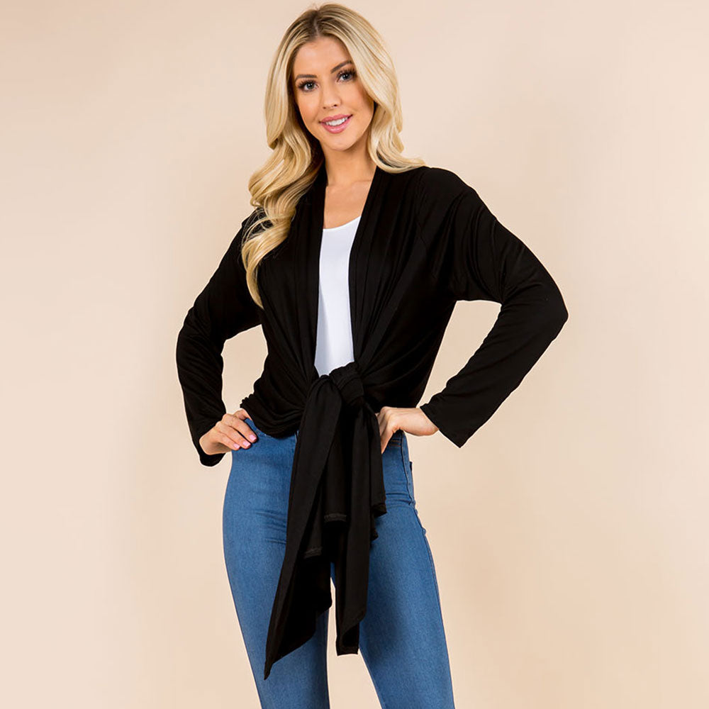 Asymmetrical Open Front Solid Cardigan
