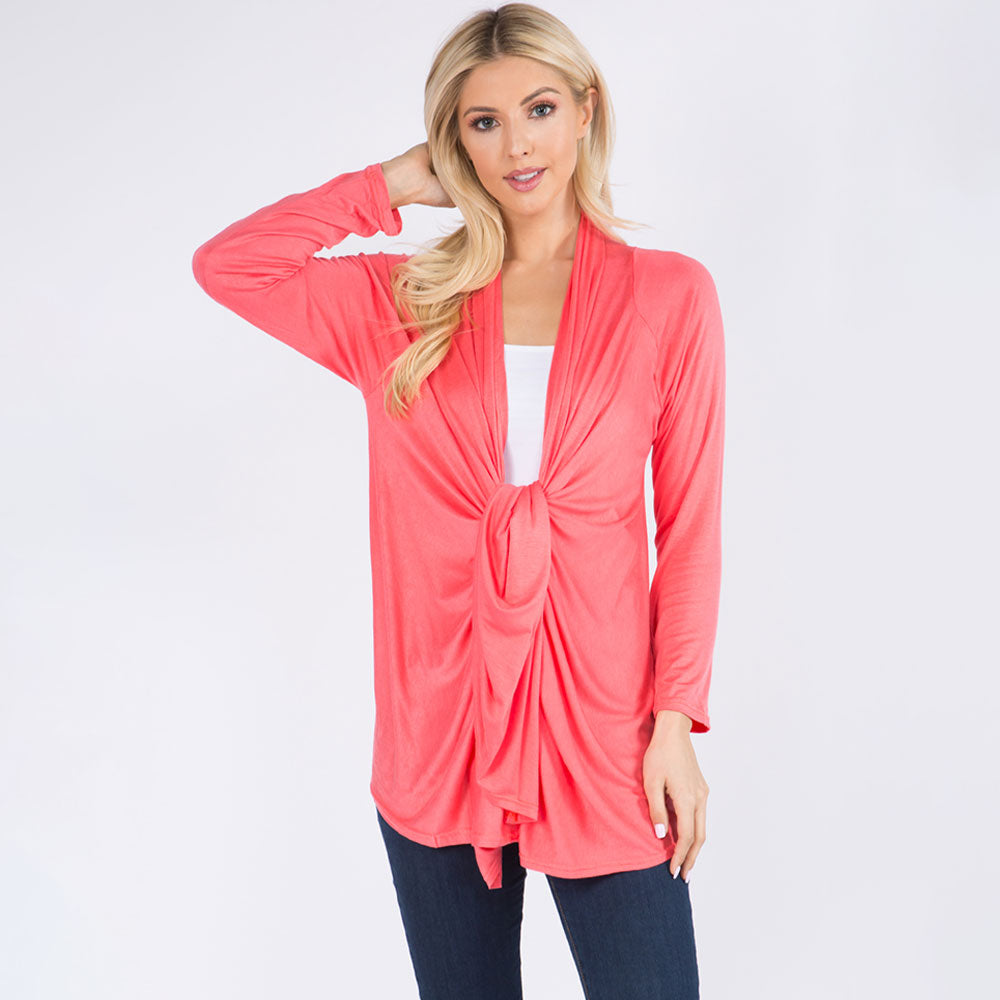 Asymmetrical Open Front Solid Cardigan