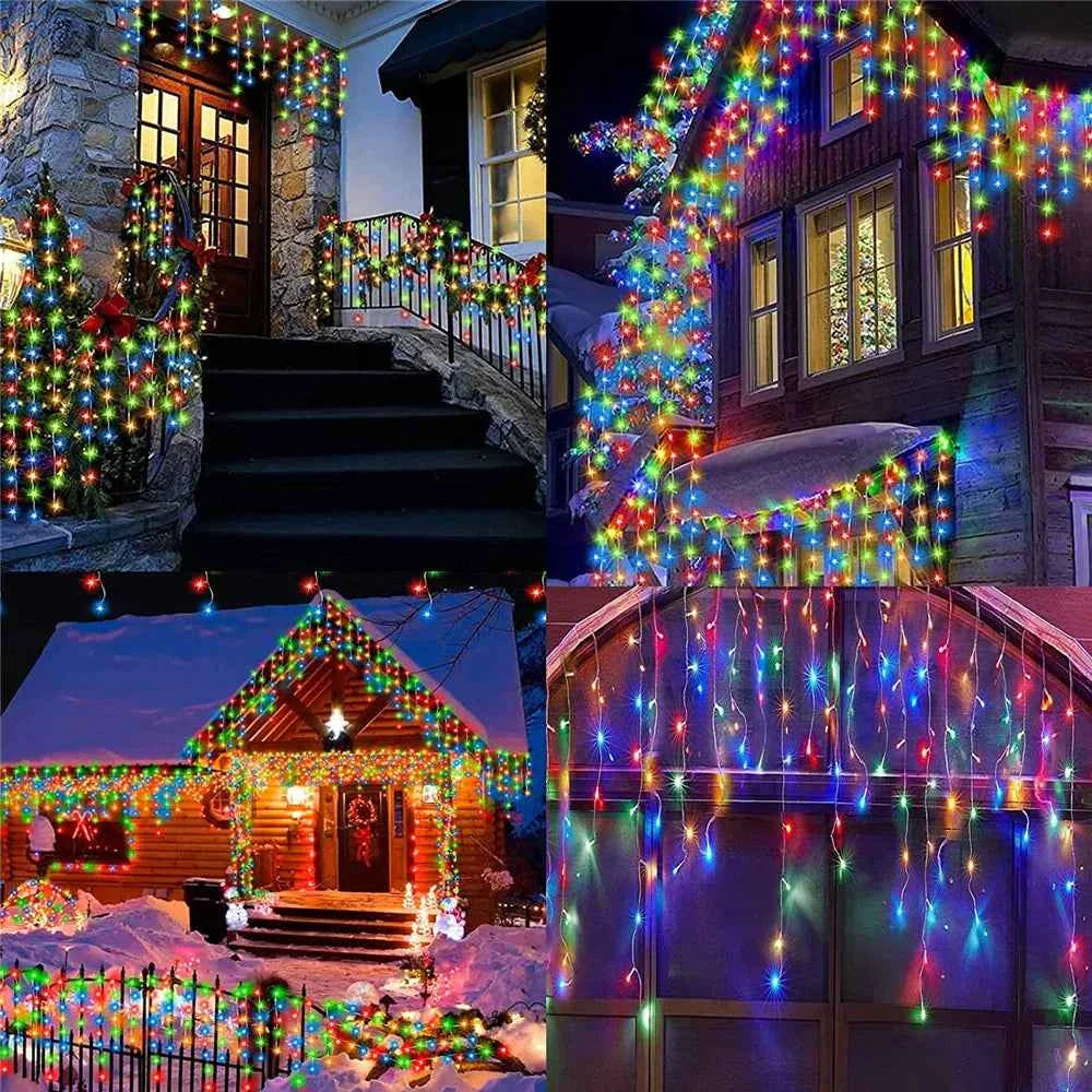 Solar Street Garden Decoration Solar Curtain Lighting Outdoor LED String Lights 3.5M/7.5M Waterproof Curtain Light