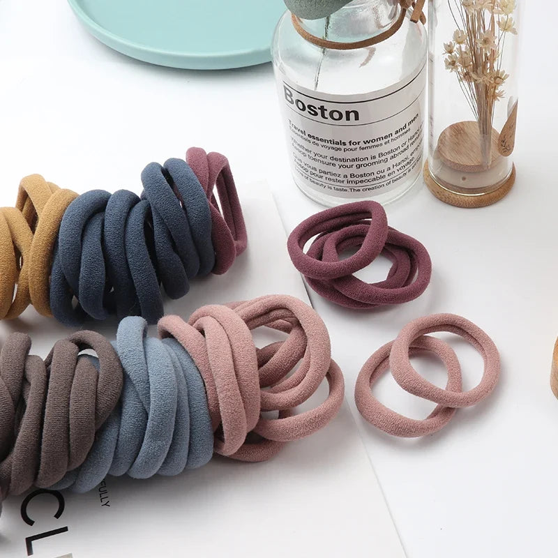 Everyday Gentle Hair Ties Set of 50, Breathable Fabric Hair Bands for Smooth Styling (Neutral Colors)