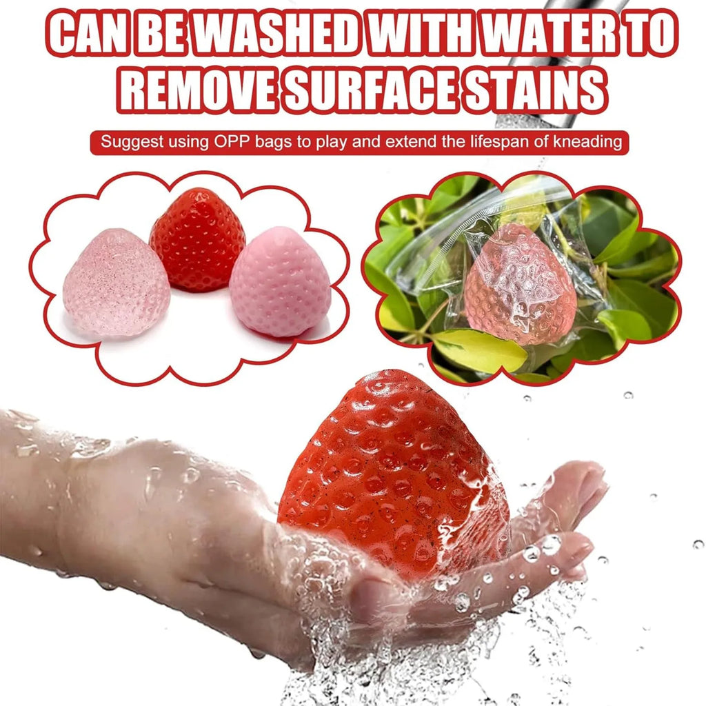 Strawberry Squishy Stress Toys Set | 3PCS Soft TPR Squeeze Fidget