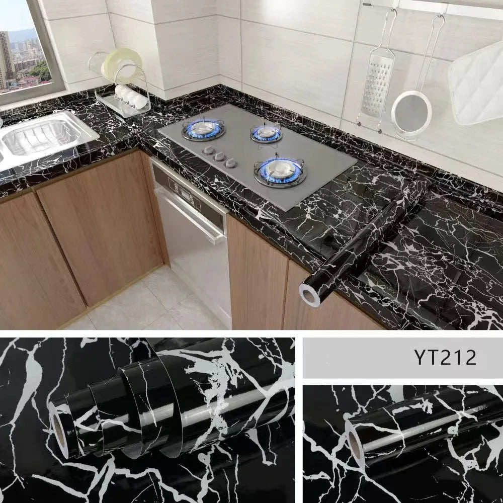 40cm Marble Self Adhesive Wallpaper Vinyl Contact paper PVC Waterproof Wall Stickers For Kitchen Decorative Film Home Decor