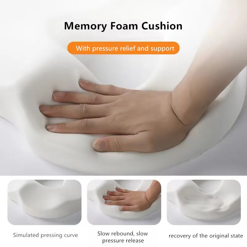 Ergonomic Memory Foam Donut Seat Cushion,Office Comfort Pillow for Cailbone Pain, Bed Sores, Hemorrhoids, Sciatica  ﻿