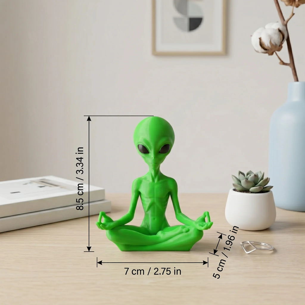 Meditating Alien Ornament, Sci-Fi Style, Collectible Figurine, Home Desk Decoration, Creative Sculpture