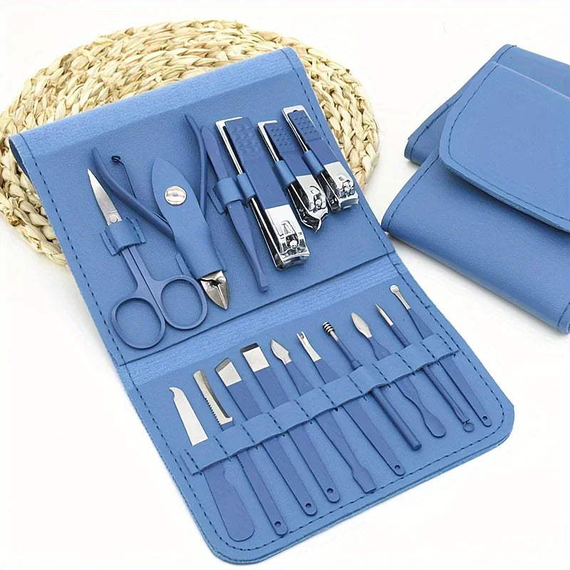 16pcs Professional Nail Clippers and Cuticle Nippers Set with Travel