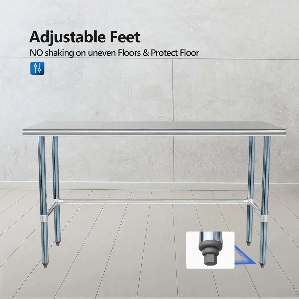 Stainless Steel Open Base Prep And Work Table For Restaurant