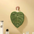 Soft Double-layer Leaf Style Hand Towel Thickened Absorbent Hanging Hand Cloth Speed Dry Handkerchief Rag for Kitchen Bathroom