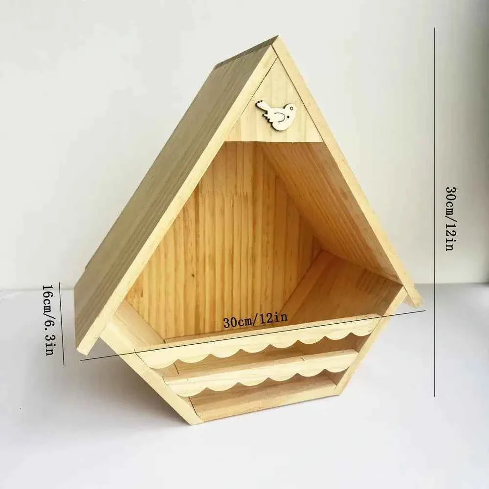 Bird House Wooden Finch Nesting Habitat Garden Wild Birds House for Sparrow Swallow Wren Chickadee Pigeon Outdoor Garden