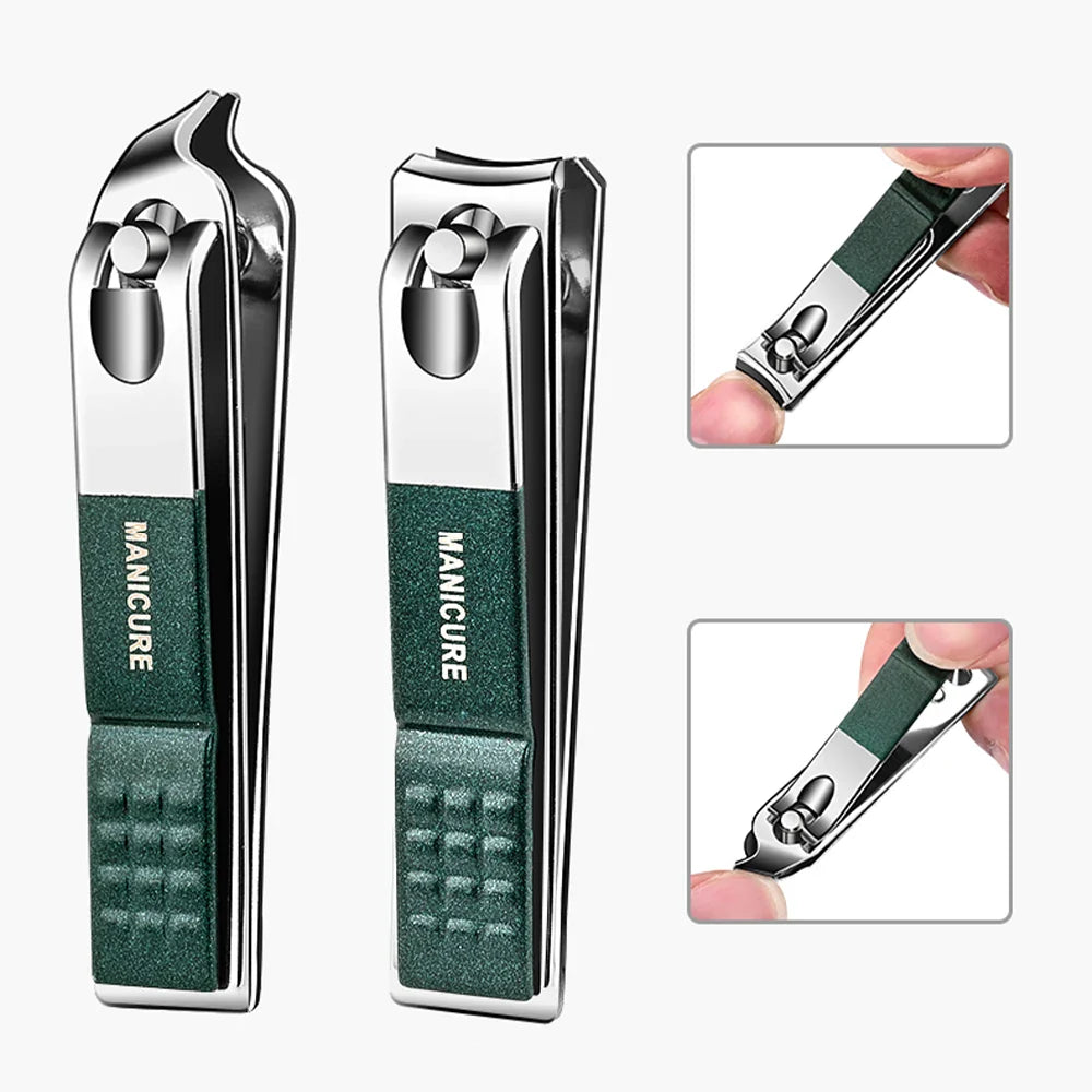 Ouriner 6-18Pcs Portable Manicure Sets Pedicure Kits Bright Black Nail Clipper Set Personal Care Tools Eyebrow Scissors