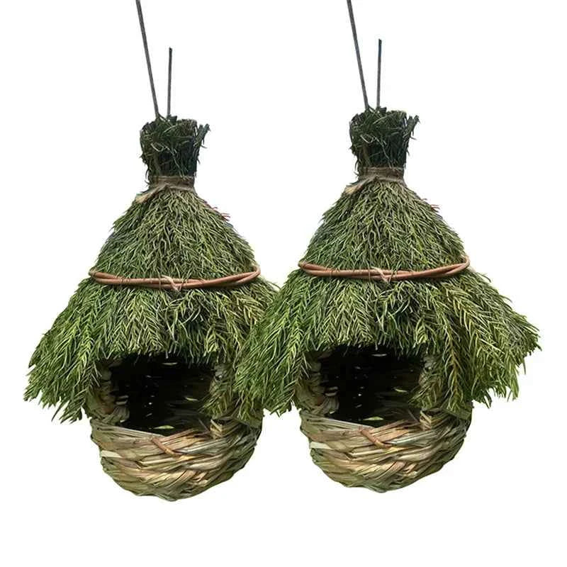 Unique Birdhouse Comfortable Birdhouse Hand-woven Natural Grass Hummingbird House For Garden Outdoor Decoration Window Hideaway