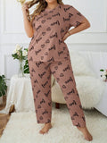 Women's Pajama Sets Short Sleeve with Long Pant Soft Sleepwear Printed pj Loungewear XL to 5XL