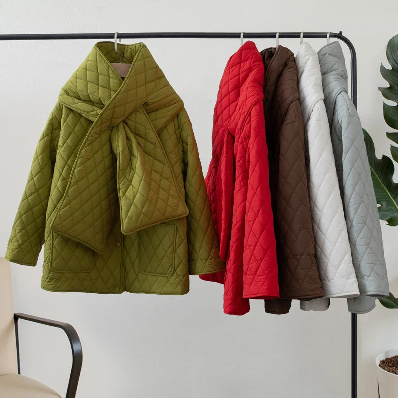 Women Autumn Winter Scarf Jacket Warm parka