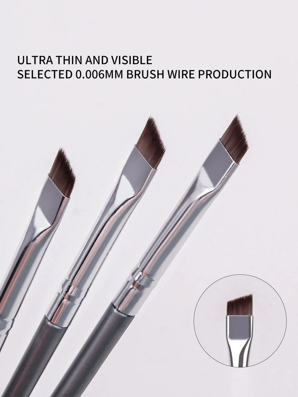 12pcs silvery Super Thin Blade Eyeliner Brush & Soft Makeup Brush Set, Portable Eyebrow Brush & Multipurpose Cosmetic Tool