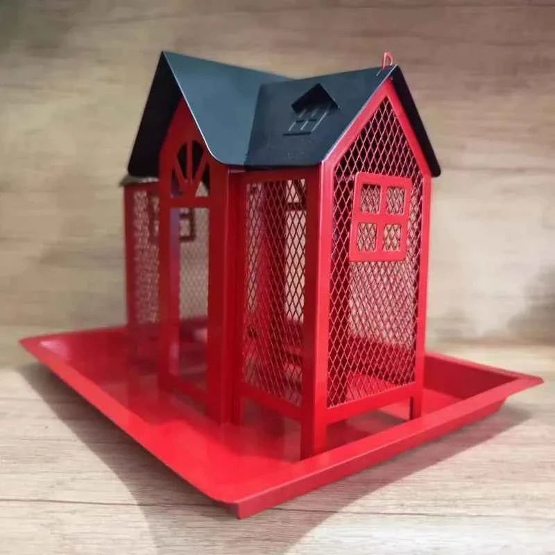 Outdoor Hanging Bird Feeder Iron Rain/Wind-Proof Bird Feeder Outside Garden Yard Large-Capacity Birds Food Feeders Pet Supplies