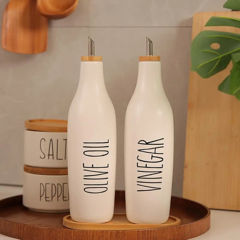 BONJEAN Olive Oil And Vinegar Dispenser Set Ceramic
