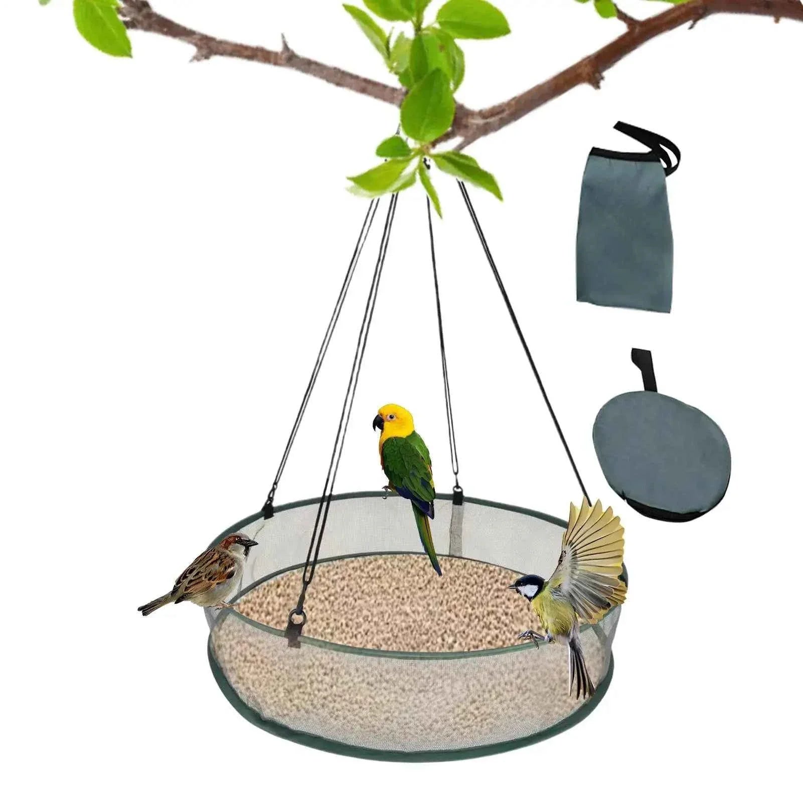 Bird Feeder Tray Attracting Birds Birds Food Catcher Hummingbird Feeder with Hanging Chain for Balcony Backyard Garden Yard