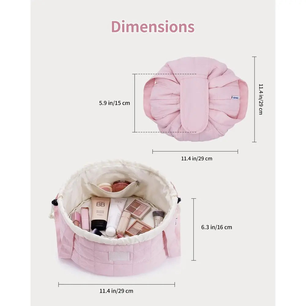 Quilted Makeup Bag With Handle Travel Cosmetic Case