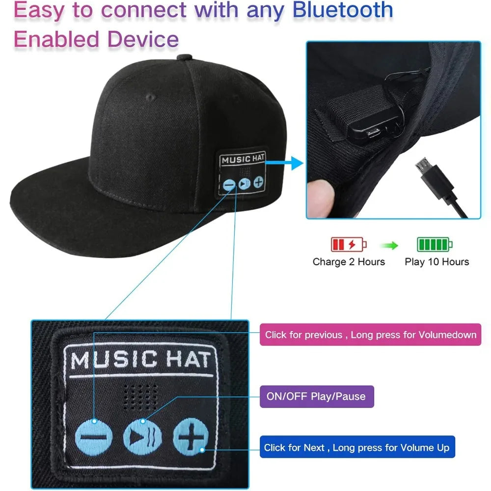 Bluetooth speaker baseball cap, outdoor sports cap with high-definition stereo hidden speaker and built-in microphone