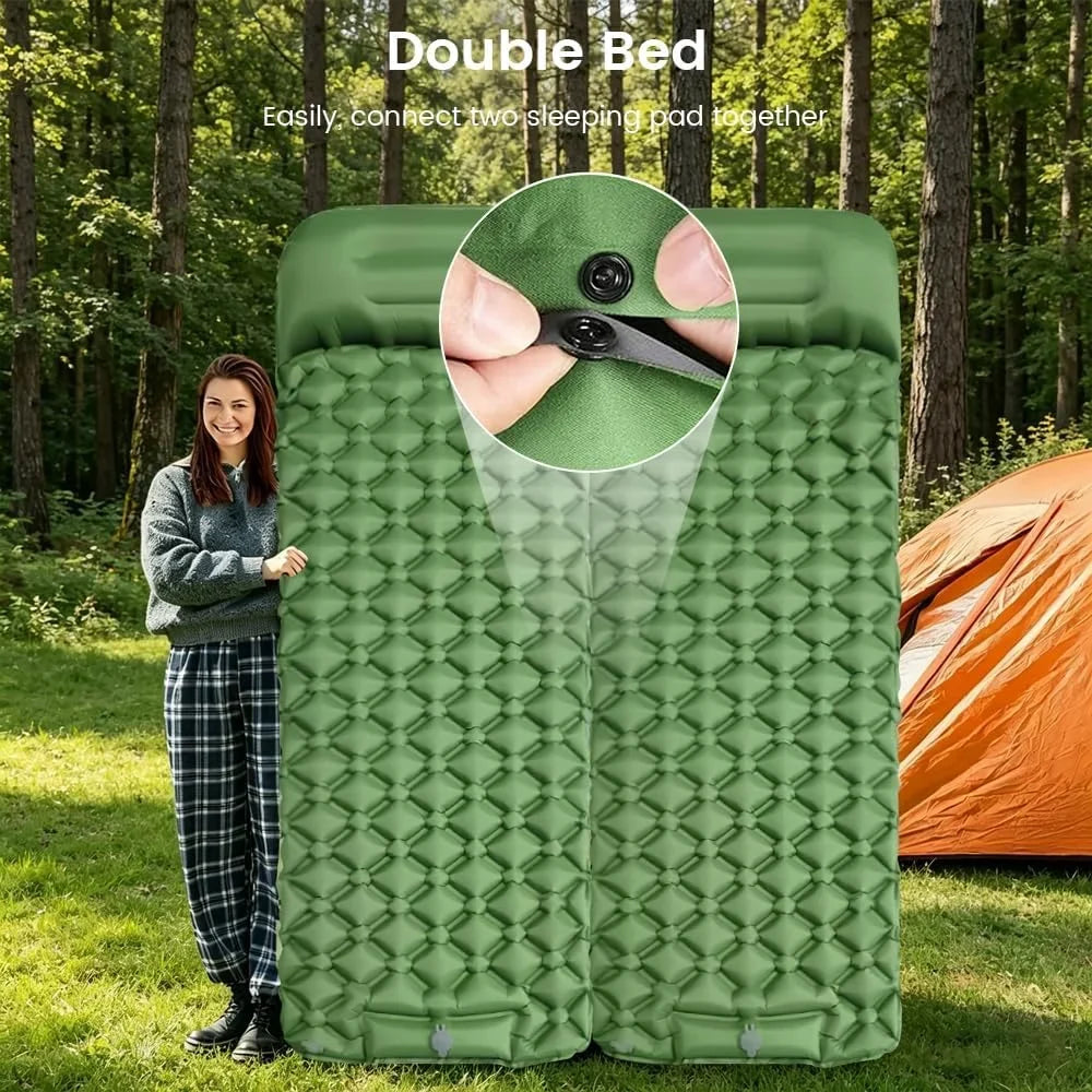Sleeping Pad for Camping with Pillow, Ultralight Air Mattress for Camping, Built-in Pump, Self Inflating Sleeping Mat Camping