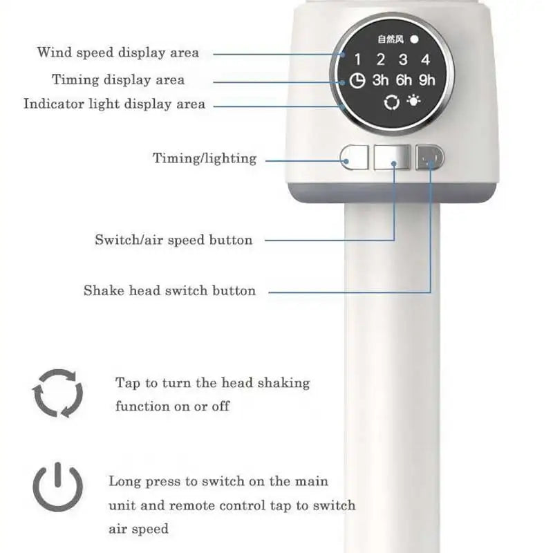 Balashov USB Rechargeable Floor Fan Silent Turbine Air Circulation