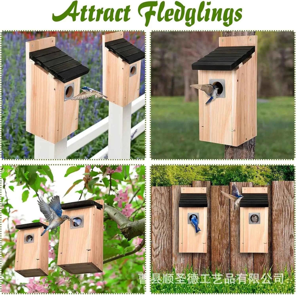 Bird Houses for Outside  Cedar Bird House Outdoor, Bluebird Finch Swallow Wren Chickadee Assembly Required
