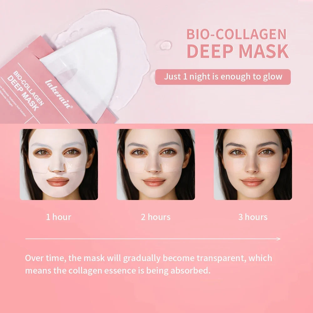4pcs Bio-Collagen Deep Face Mask Overnight Mask Moisturizing Improvement Pore Brightening Face Firming Skincare