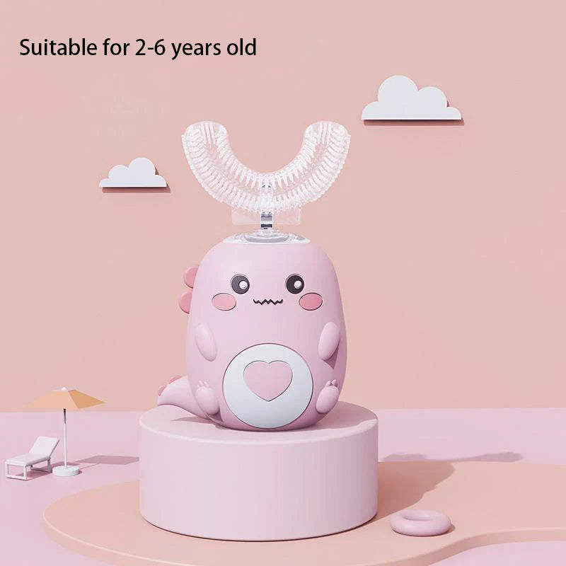 Children U-shaped Electric Toothbrush 360 Degrees Smart Cartoon Kids silicone Toothbrush Automatic Rechargeable Sonic Toothbrush