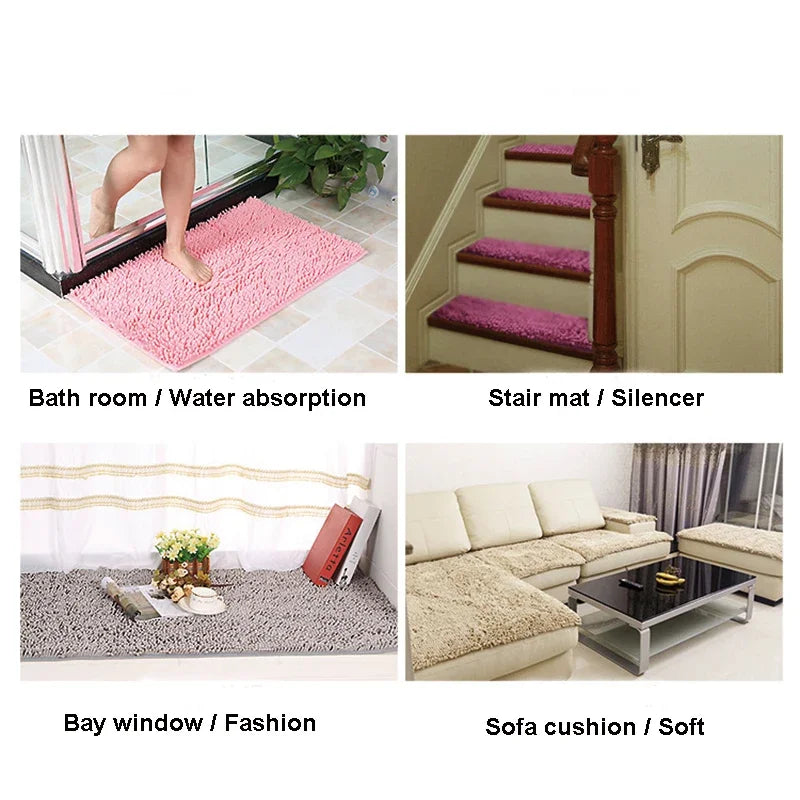 Soft Floor Carpet Non-slip Bathing Room Rug Water Absorption Shaggy Kitchen Rug Door Way Feet Mat Dirt Barrier Cushion Mat Rug