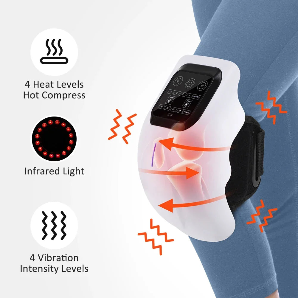Cordless Knee Massager Red Light Massage with LED Screen Infrared 4 Levels Heating Vibration Leg Knee masajeador Adjustable Warm