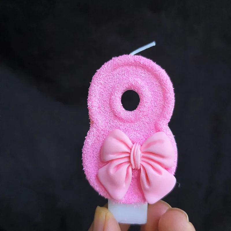 Creative Digital 0-9 Number Birthday Cake Candles New Girls Pink Bow Household Home Decor Ornaments Cakes Decorations Candle