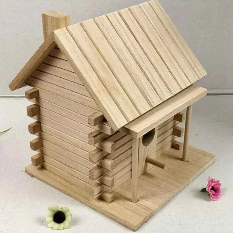 Outdoor Decoration Wood Birds Nest Box DIY Parrot Cockatiels Swallows Nest Outdoors Roof Wooden Bird House Hanging Bird Cage
