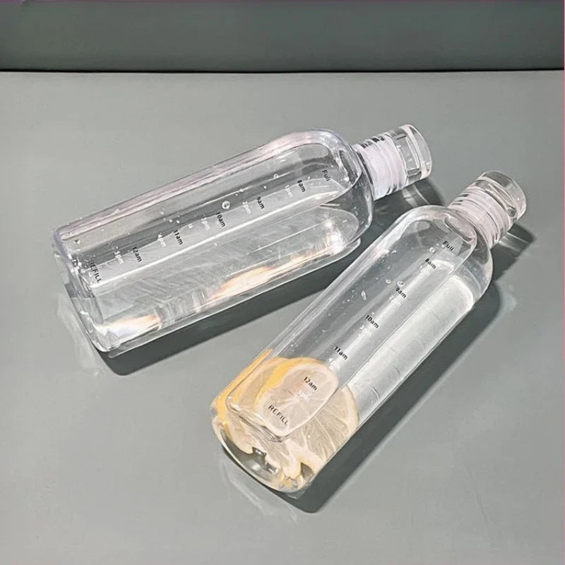 300-1000ml High Borosilicate Glass Water Bottle Portable Sports Leak Proof Water Cup with Time Marker Transparent Water Cup