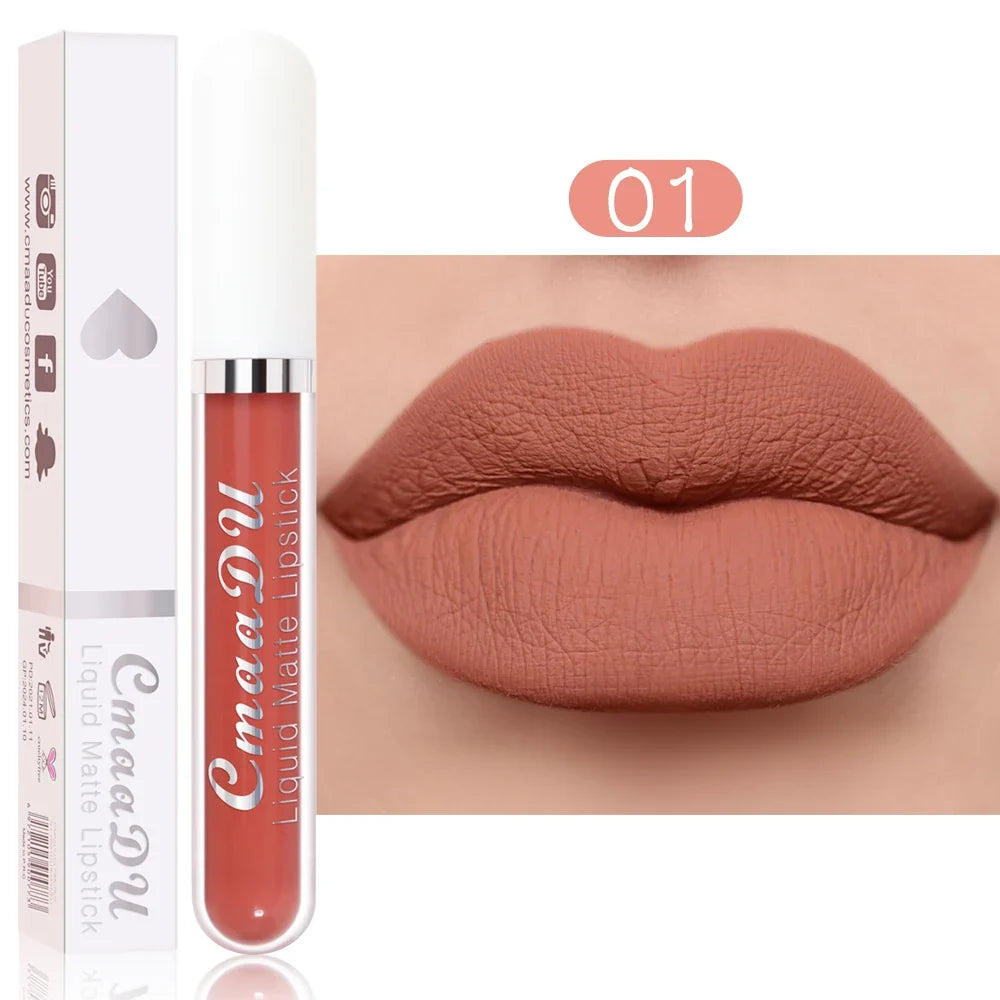 CmaaDu 1 Pcs Matte Lip Gloss Liquid Lipstick- Lip Stains with Long-Lasting Waterproof,  Adult Age Range, Red Tones Easy to Color